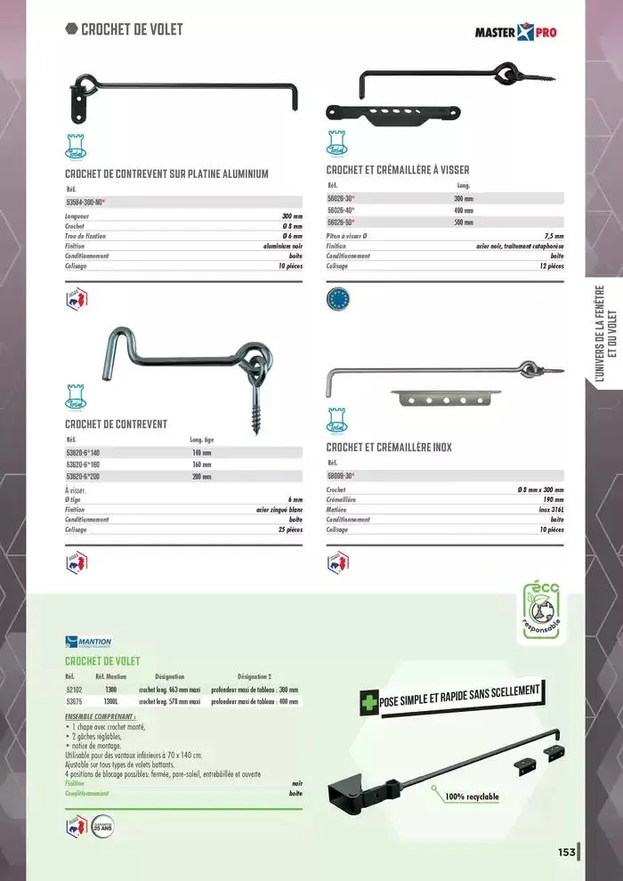 Guide Quincaillerie Serrurerie 2025 - 2026 du 1 avril au 1 avril 2026 - Catalogue page 155