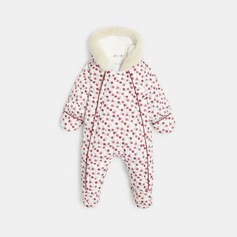 Combipilote fleurie capuche violette naissance