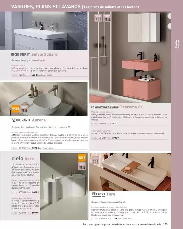SALLE DE DE BAINS ET CARRELAGE 2025 du 11 avril au 31 décembre 2025 - Catalogue page 105