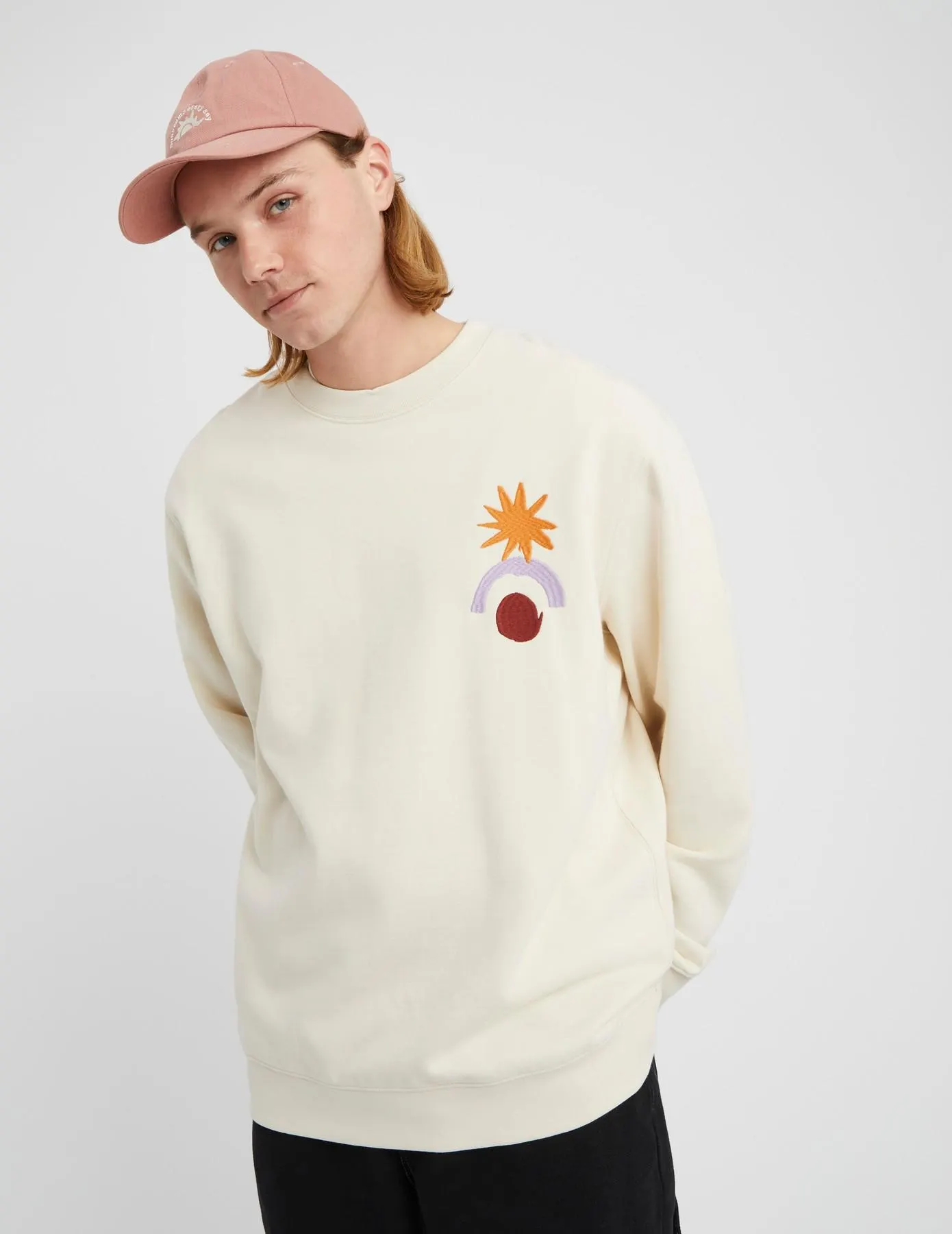 Sweat col rond broderie XXL - Naturel