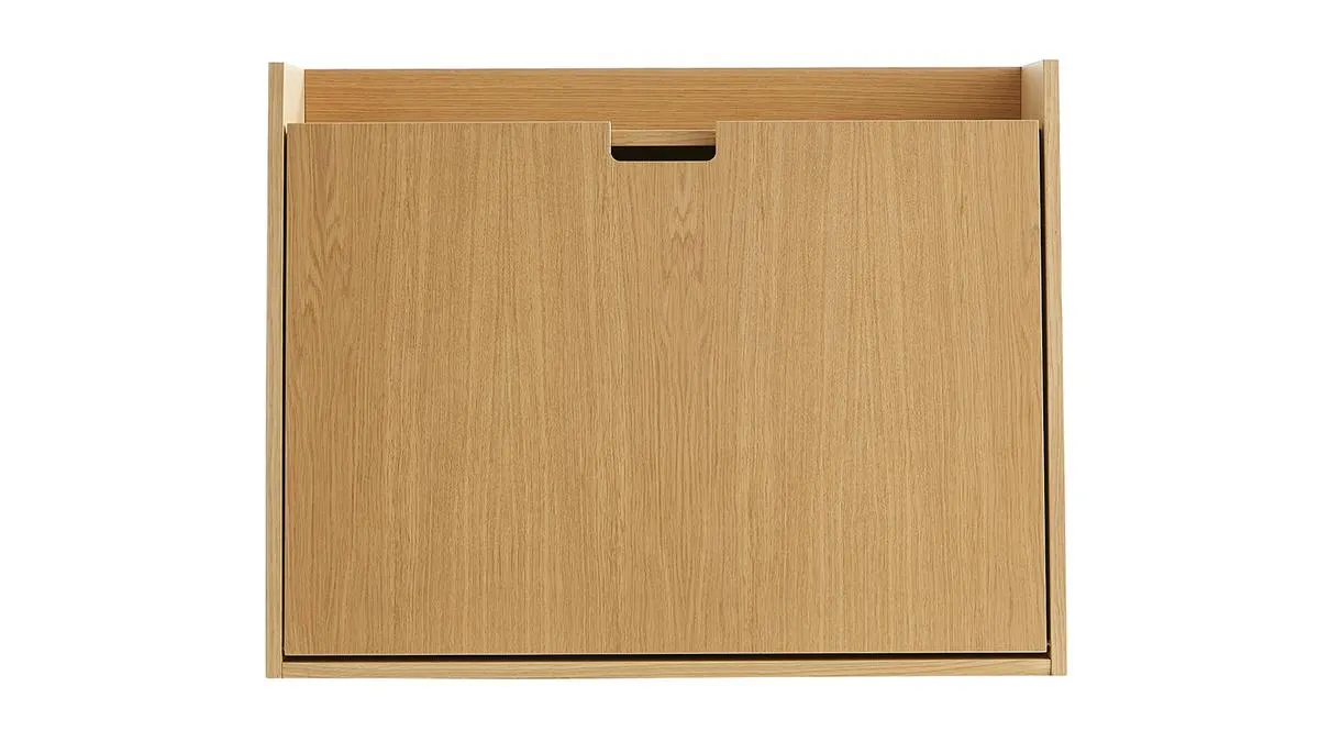 Bureau mural avec rangements scandinave bois clair chêne L78 cm GABIN