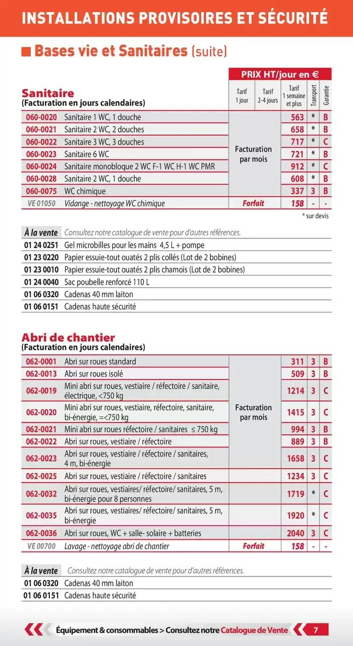 Tarifs professionnels du 3 janvier au 31 décembre 2025 - Catalogue page 9