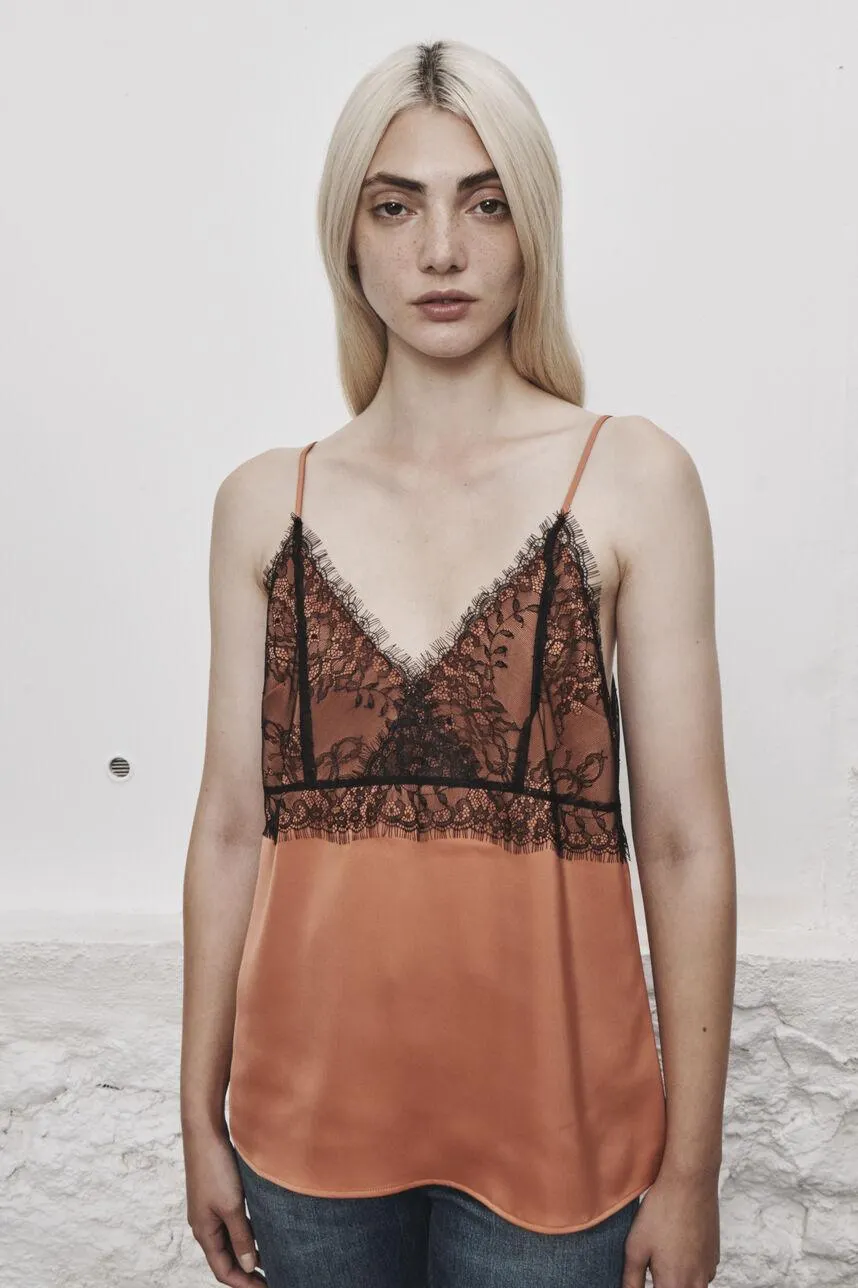 Top satiné dentelle THEINA