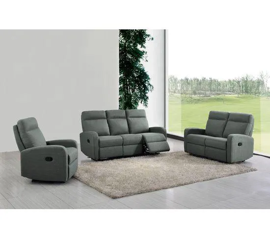 Fauteuil Relax OSCAR Tissu Gris Anthracite