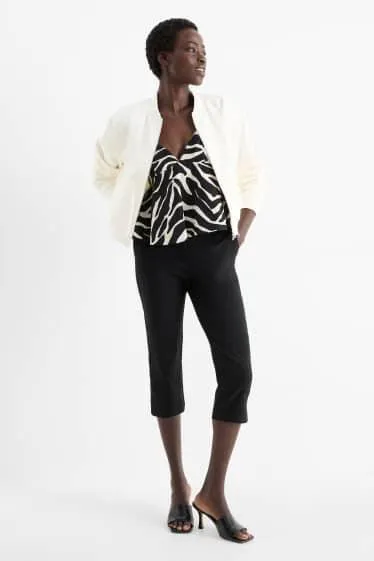 Capri trousers - mid-rise waist - slim fit