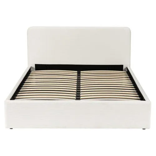 Lit coffre 140x190 cm avec sommier relevable LYLA velours côtelé beige