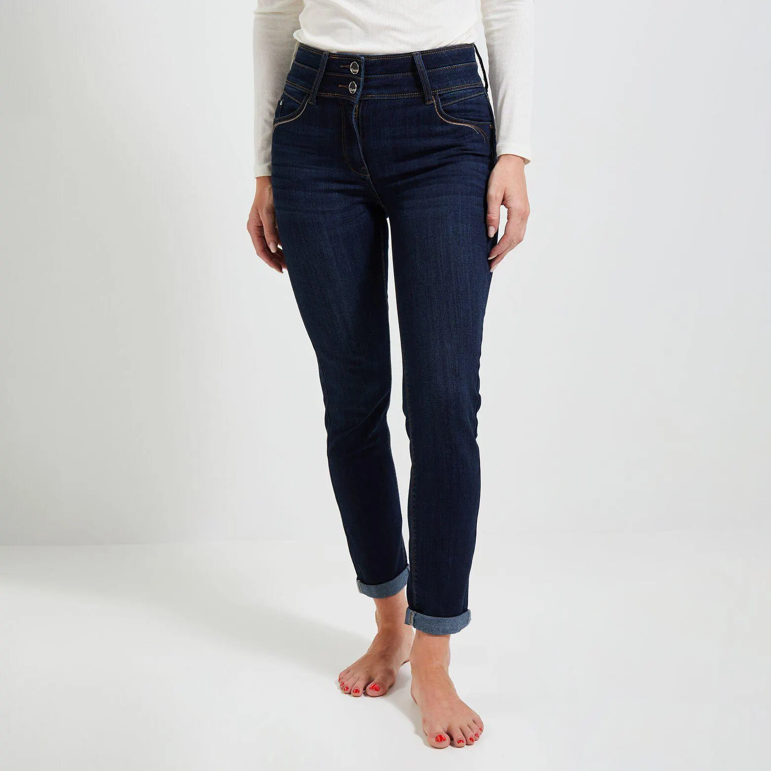 Jean raccourci taille haute HANOI femme