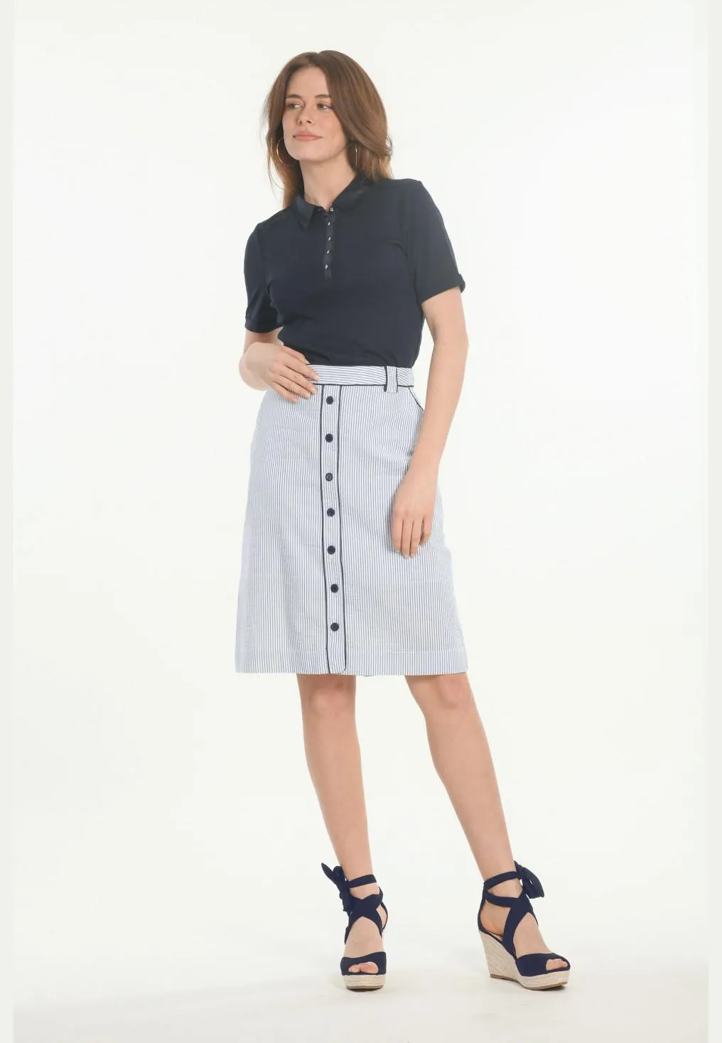 BLAISE - JUPE SEERSUCKER - BLEU