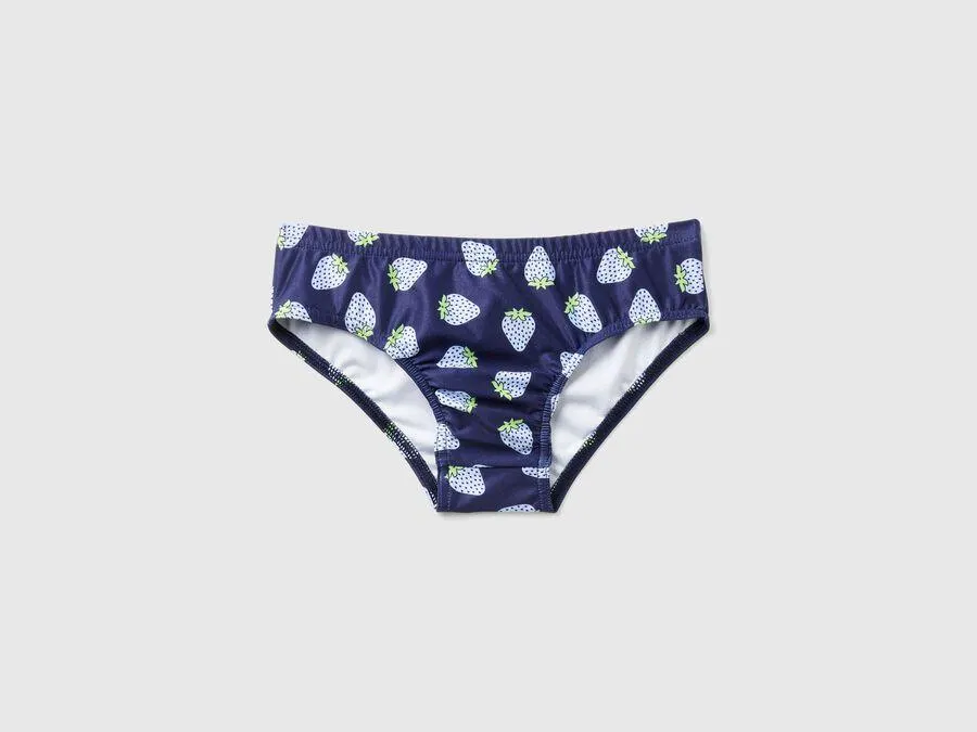 Slip de bain à motif fraise