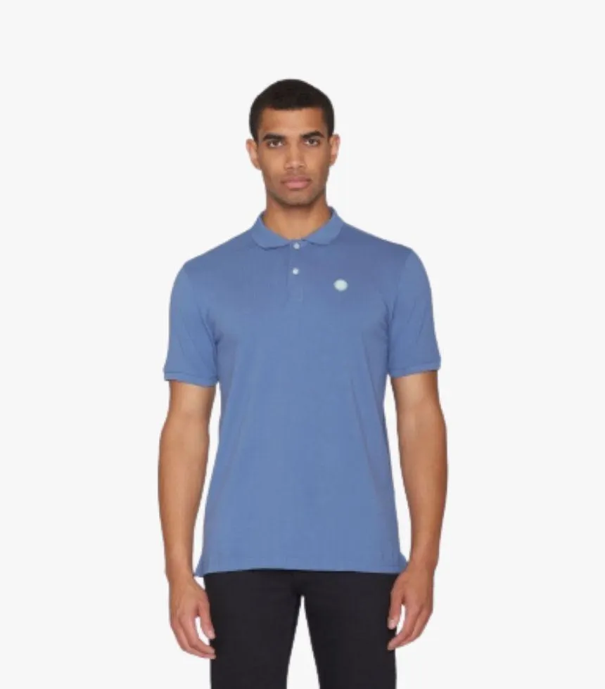 Polo badge pique bleu