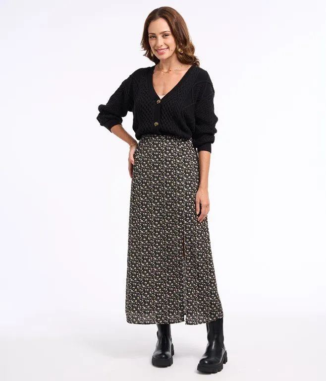 Jupe longue à boutons Noella