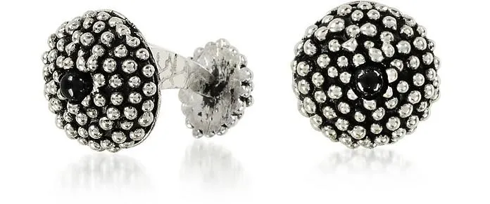 Boutons de Manchette en Argent Sterling Oxydé Motif Etrusque