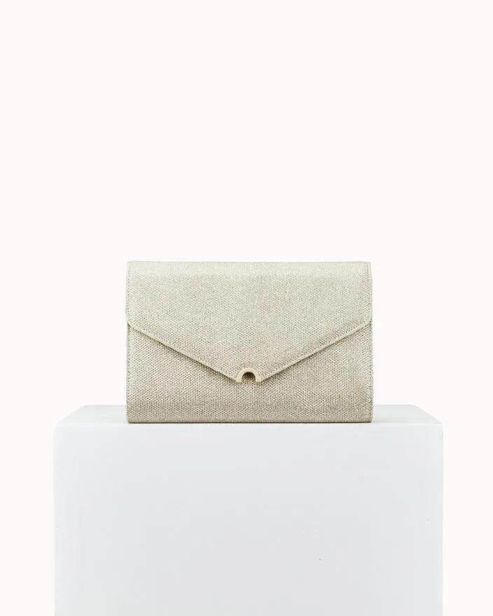 POCHETTE CHIJA en textile lurex platine