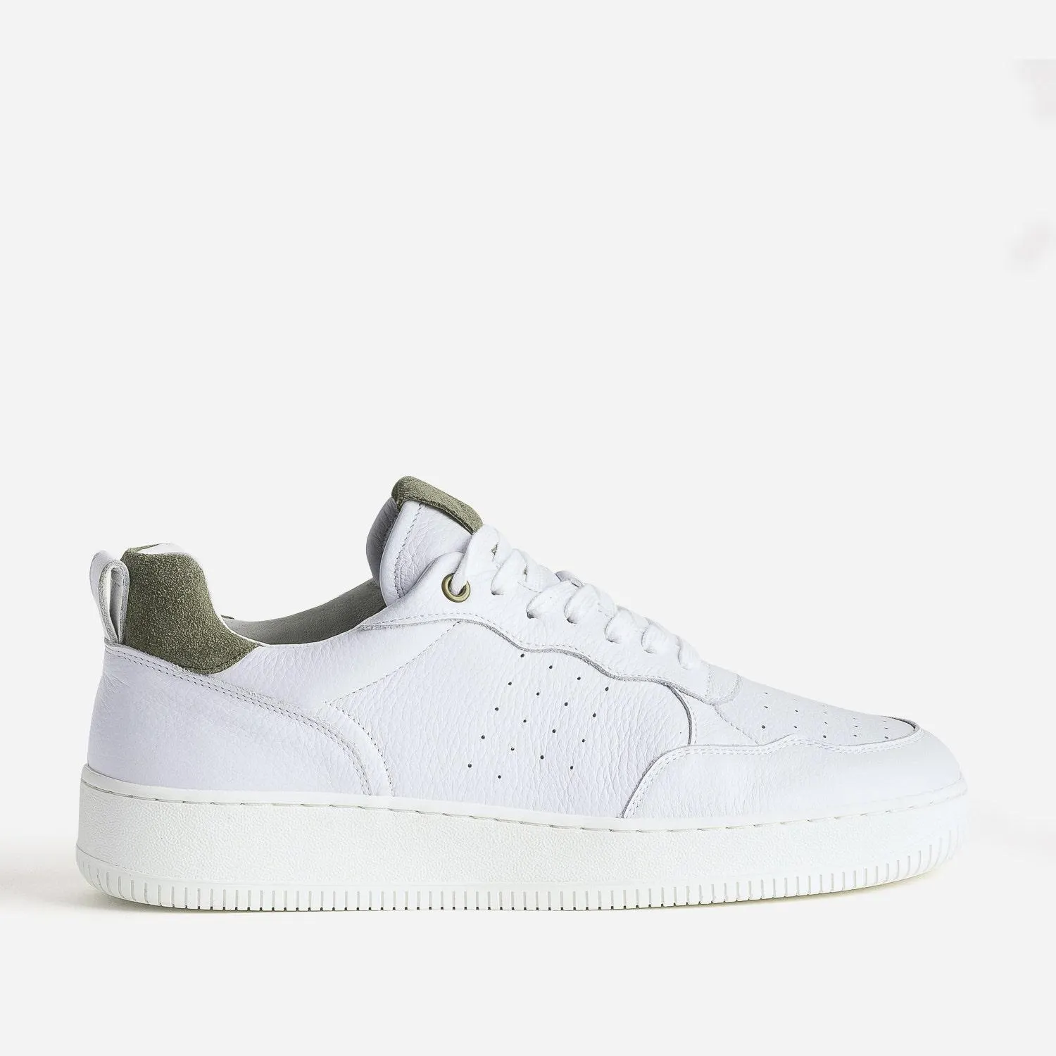 Tennis blanche en cuir détails kaki