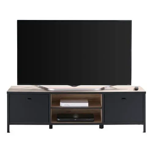 Meuble TV HARLEM imitation chêne et noir