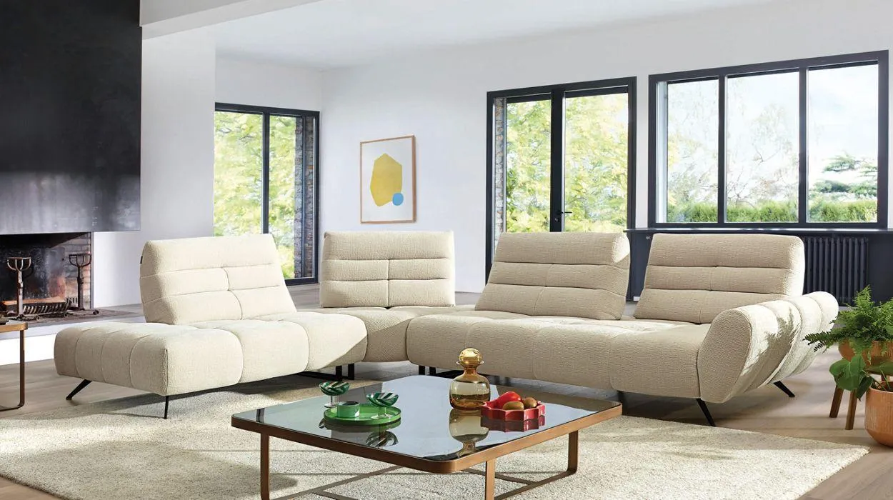 ASTON Canapé d'angle - Dossier double profondeur