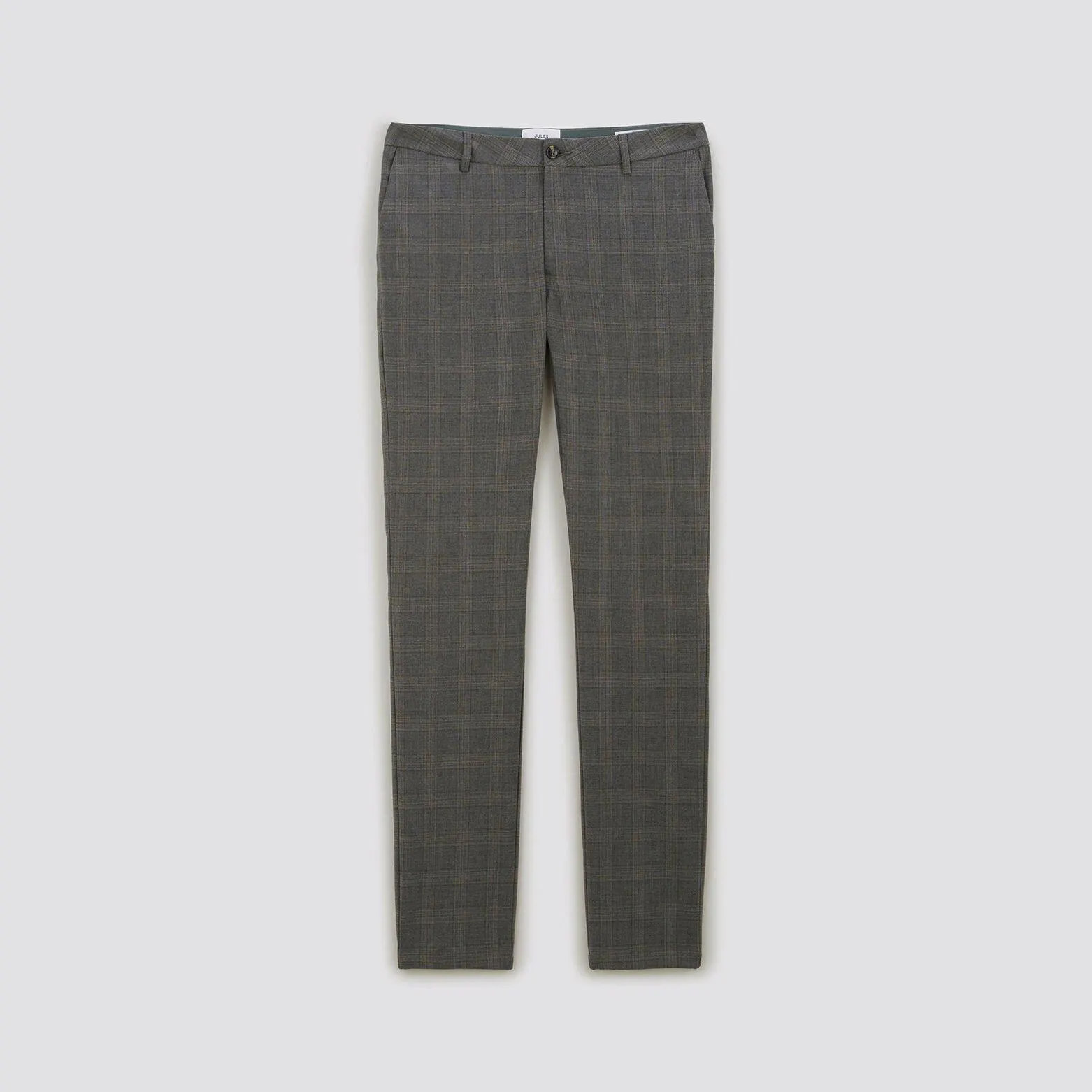 Pantalon chino slim à carreaux - Gris foncé