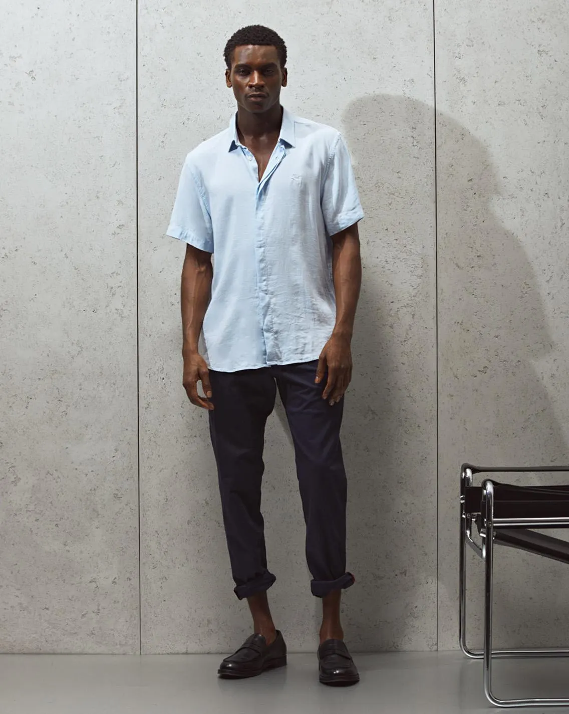 Chemise linen togs manches courtes bleu