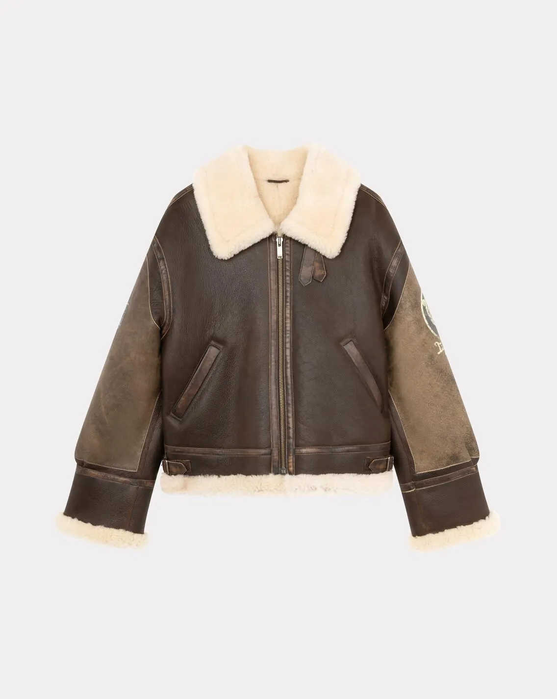 Bombardier en cuir pilote cacao