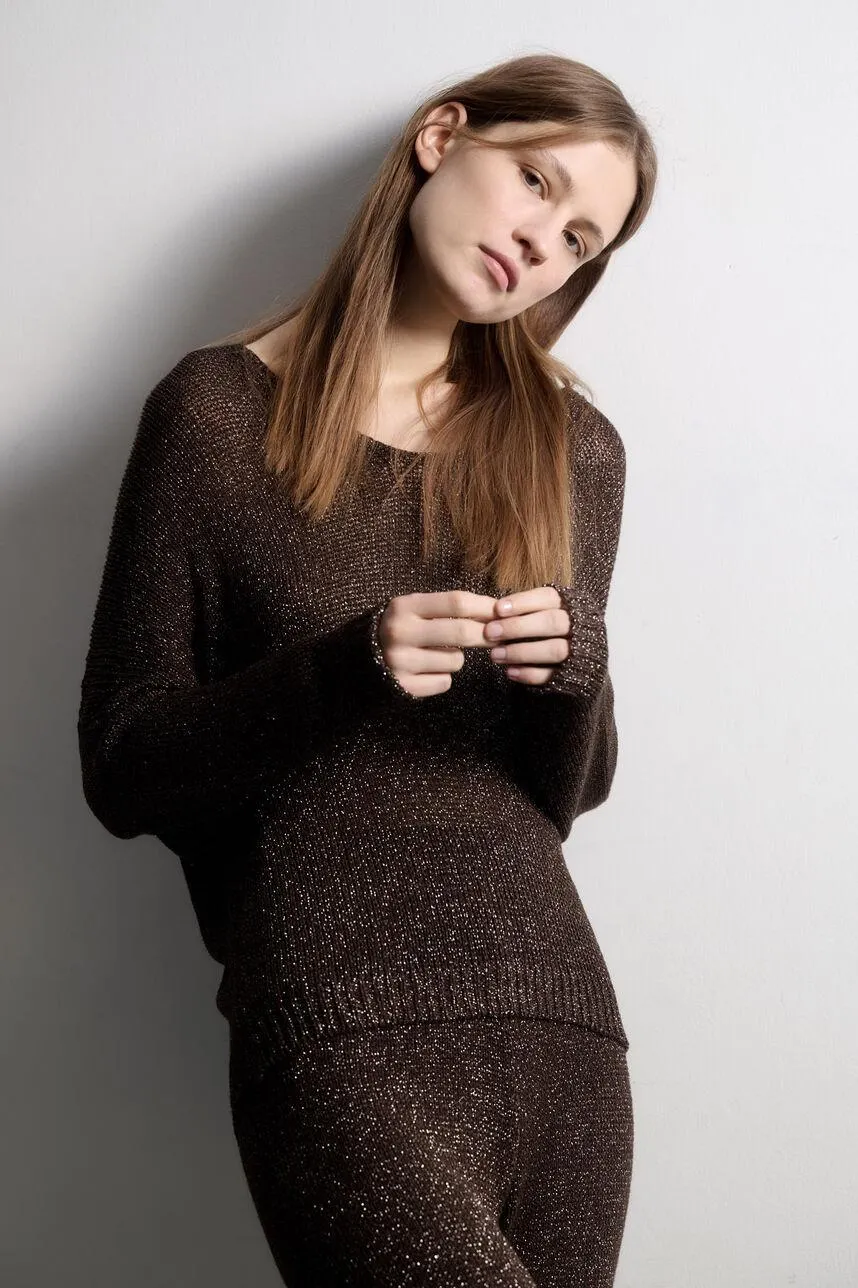 Pull oversize en maille tricot lurex PACIFIC SHINE