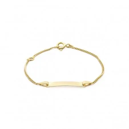 Carador - Gourmette bébé or jaune 375/000 maille gourmette plaque rectangulaire