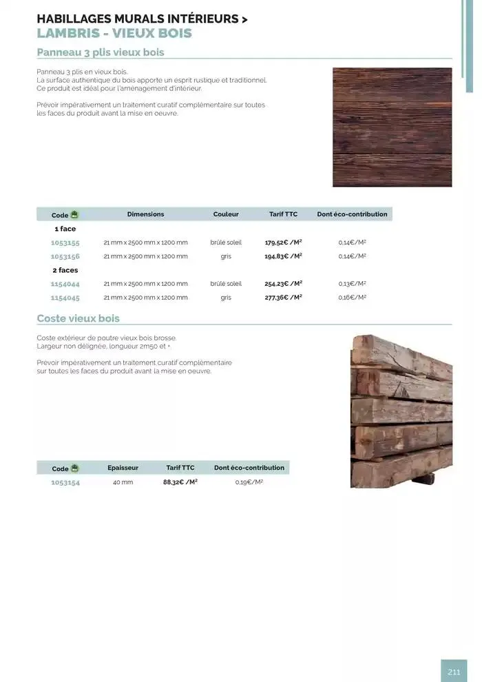 BOIS PANNEAUX 2025 2026 du 30 avril au 31 décembre 2026 - Catalogue page 211