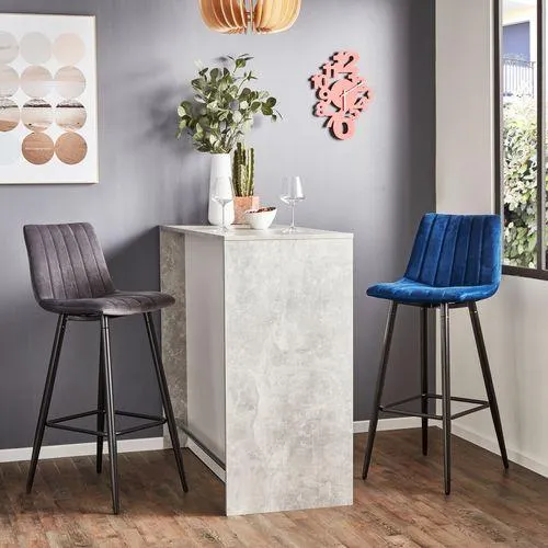 Lot de 2 tabourets de bar H.66 cm VELUTTO gris