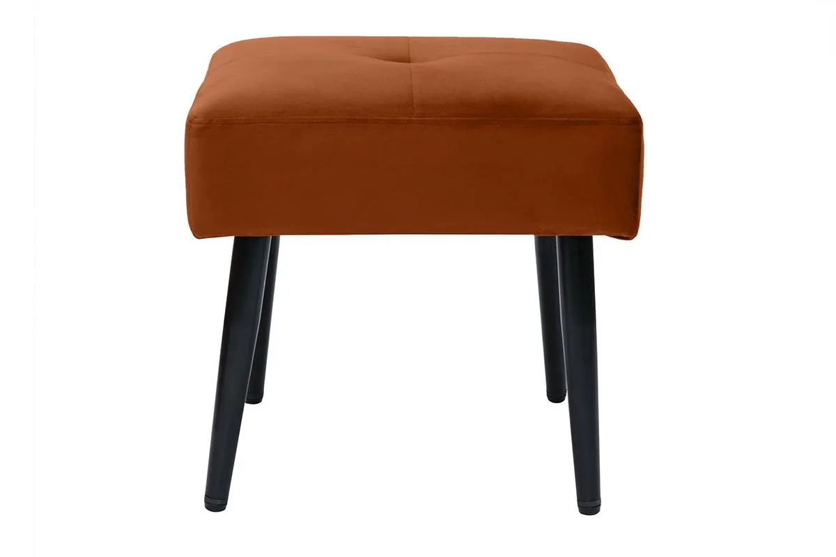 Tabouret bas en velours terre brulée et métal noir H46 cm GUESTA