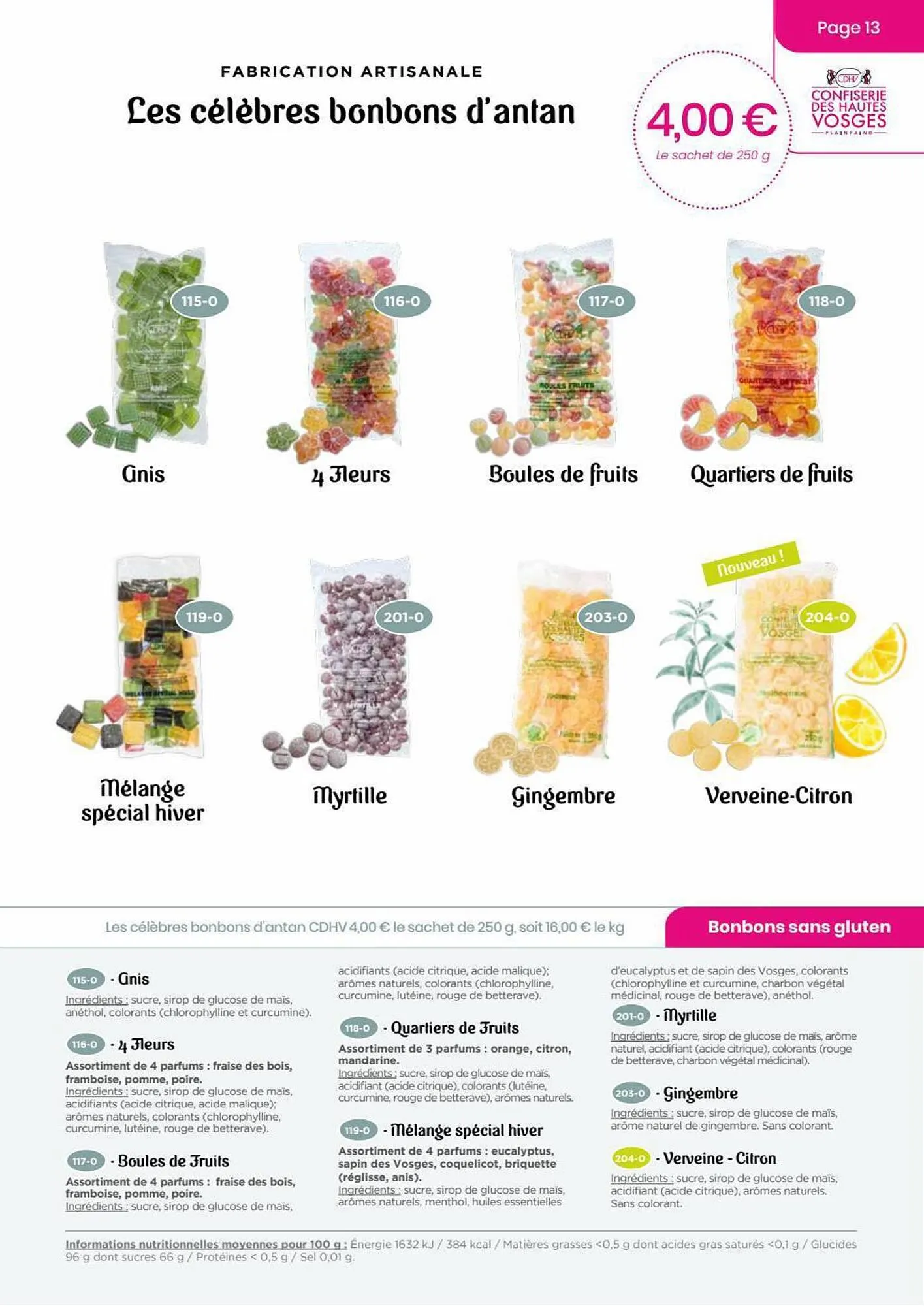 Catalogue Confiserie des Hautes Vosges du 13 juillet au 31 décembre 2023 - Catalogue page 13