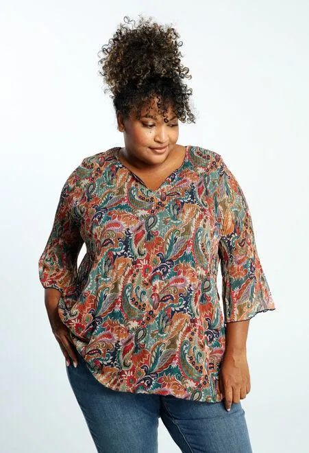 Blouse plissée Grace motif cachemire