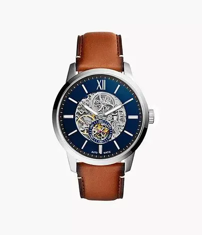 Montre Townsman automatique en cuir brun clair 48 mm