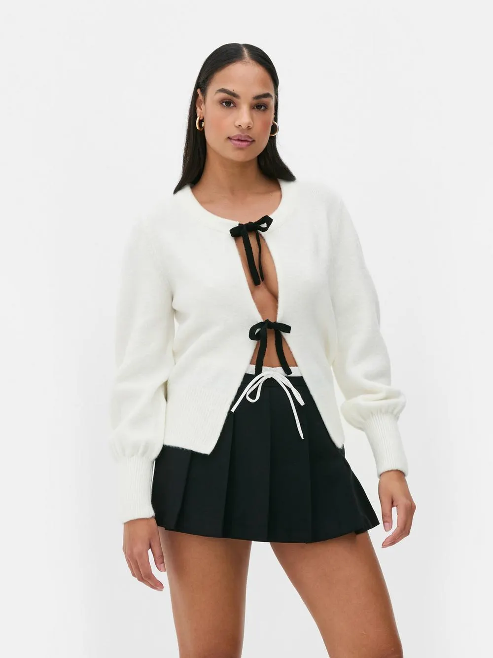 Cardigan annodato sul davanti con fiocchi