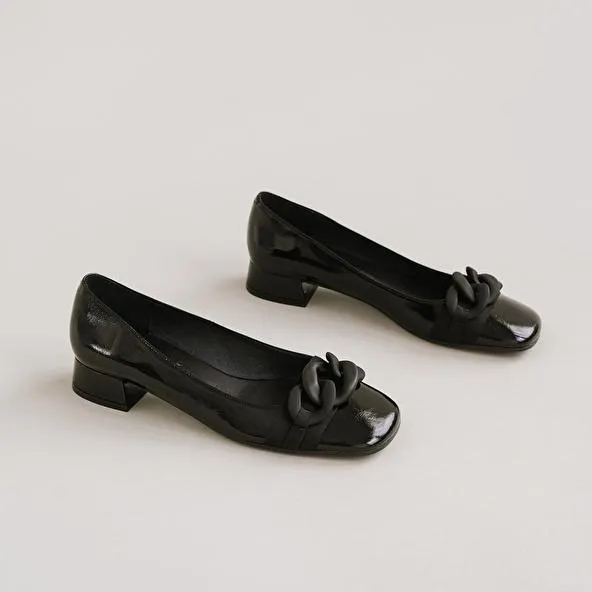 Ballerines à noeuds en vernis plissé noir