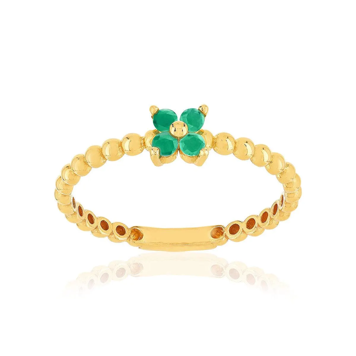 Bague or 375 jaune emeraudes