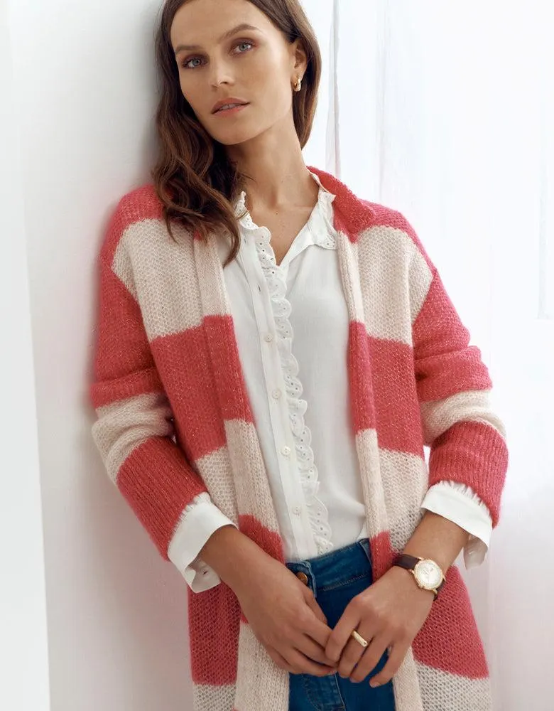 Gilet long maille en mohair