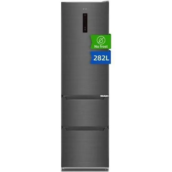 CHIQ Réfrigérateur autoportant sans givre 282L,CID282NEIBE Double système inverter,Électronique tactile intelligente,37 dB,Noir