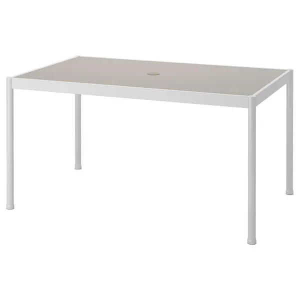 Table, extérieur, blanc/beige,