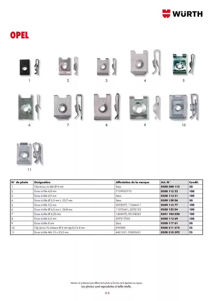 Agrafes de carrosserie du 21 janvier au 31 décembre 2025 - Catalogue page 46