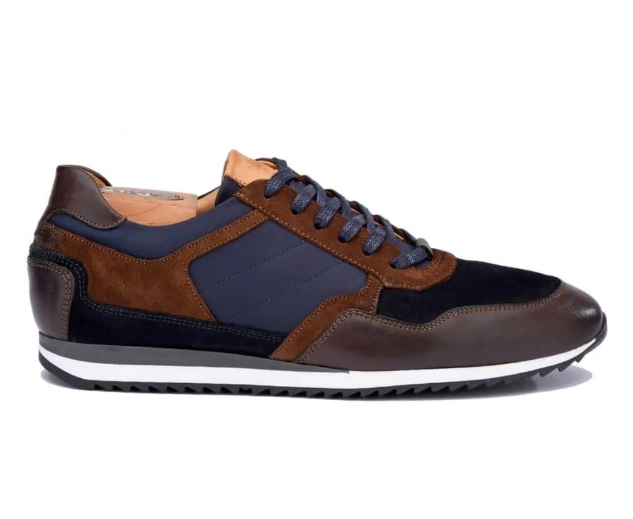 Sneakers homme Chocolat et Velours Marine - CORUNNA