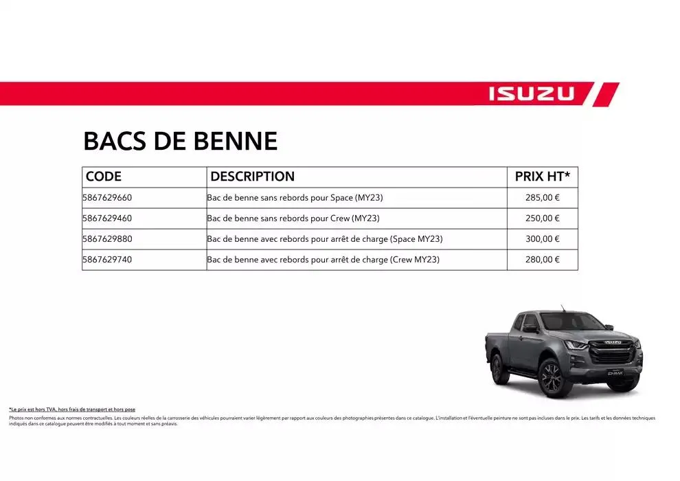 ISUZU SPACE N60B Accessoires du 15 octobre au 15 octobre 2025 - Catalogue page 28