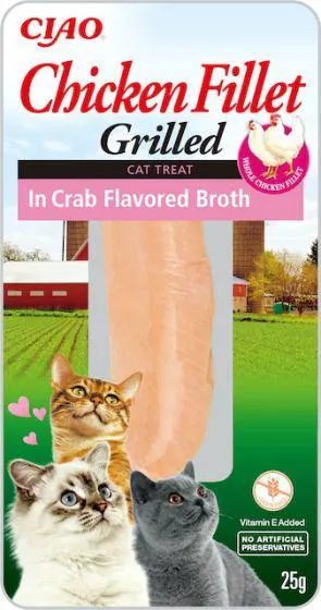 Filet de Poulet grillé et bouillon crabe pour chat