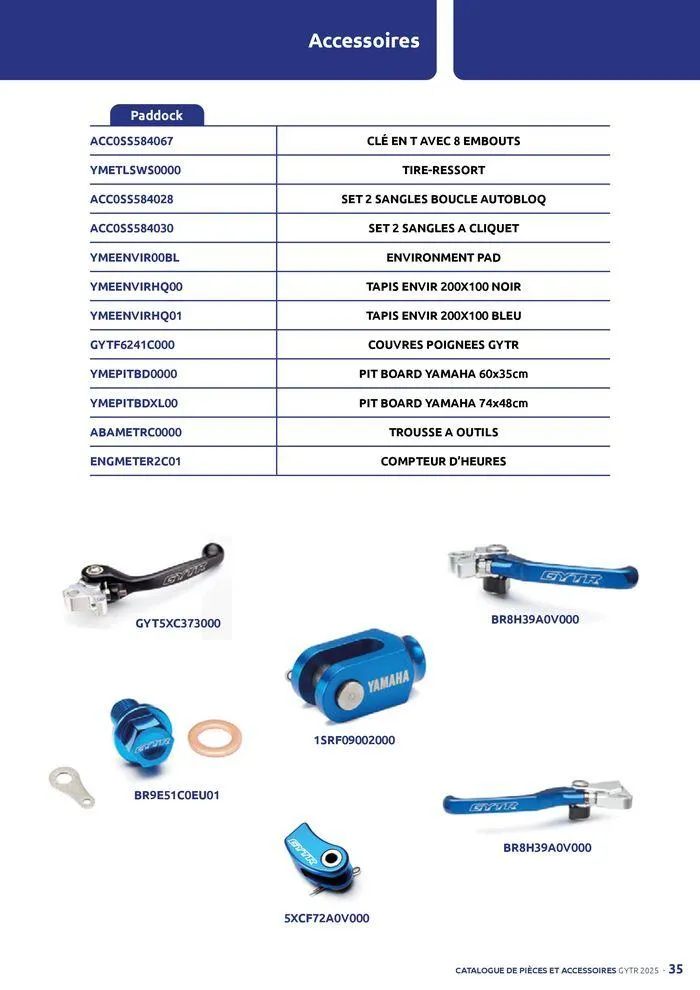 Catalogue Yamaha Motos - Accessoires GYTR Off Road du 23 septembre au 30 avril 2025 - Catalogue page 35