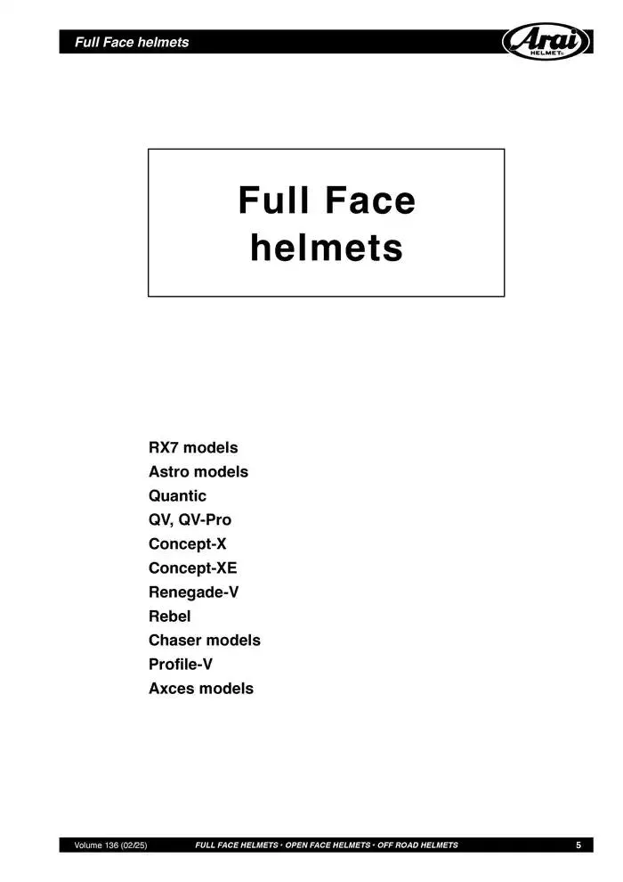 ARAI Parts Book 2025 du 21 février au 31 décembre 2025 - Catalogue page 5