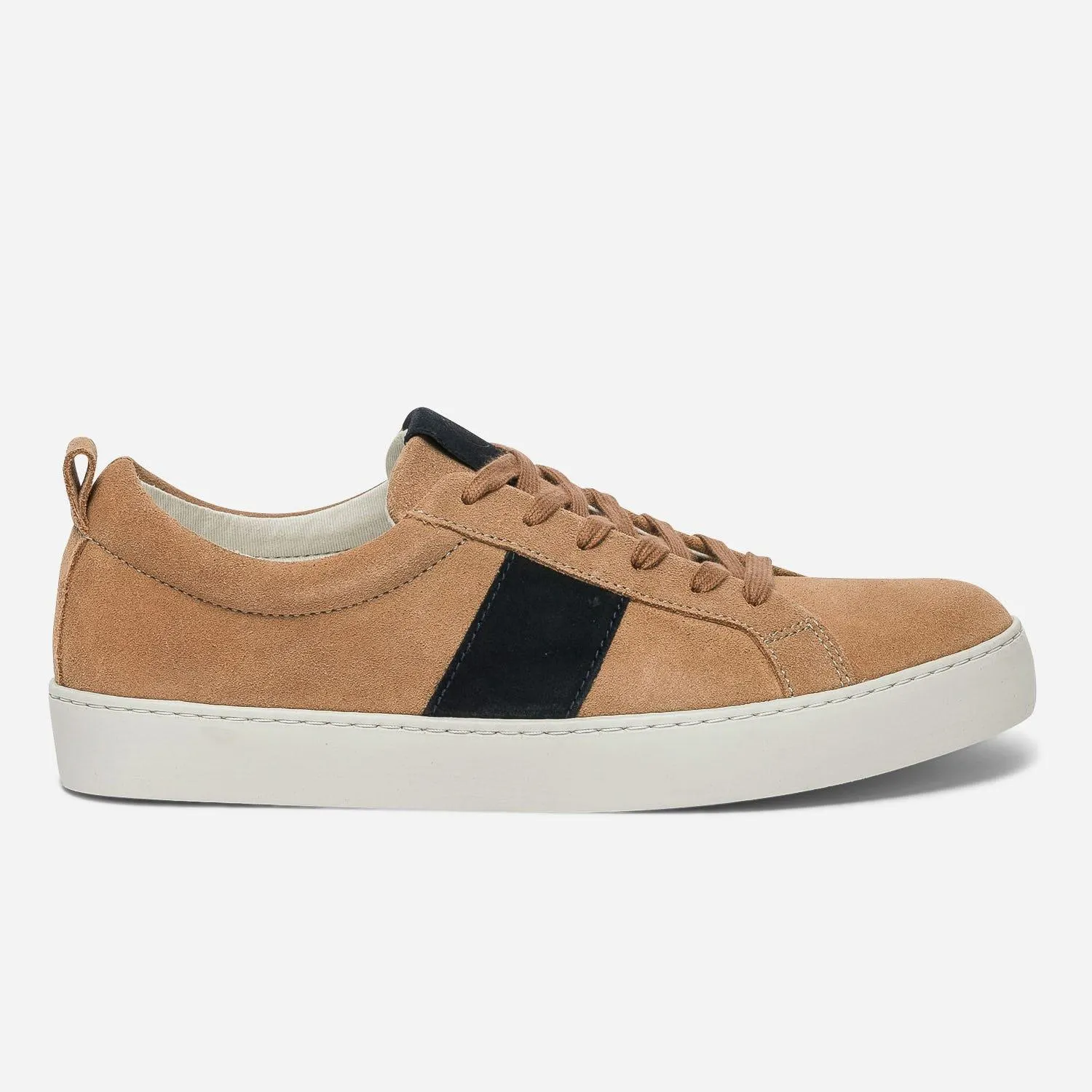 Basket cognac et marine en cuir velours éco-conçue