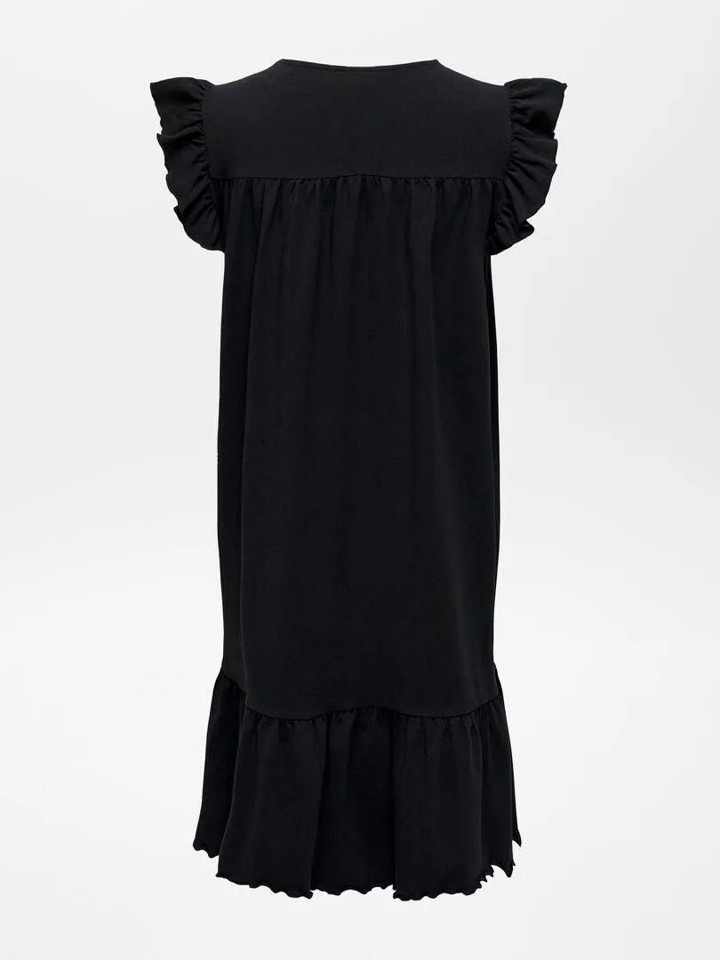 Vestito premaman con volant - nero