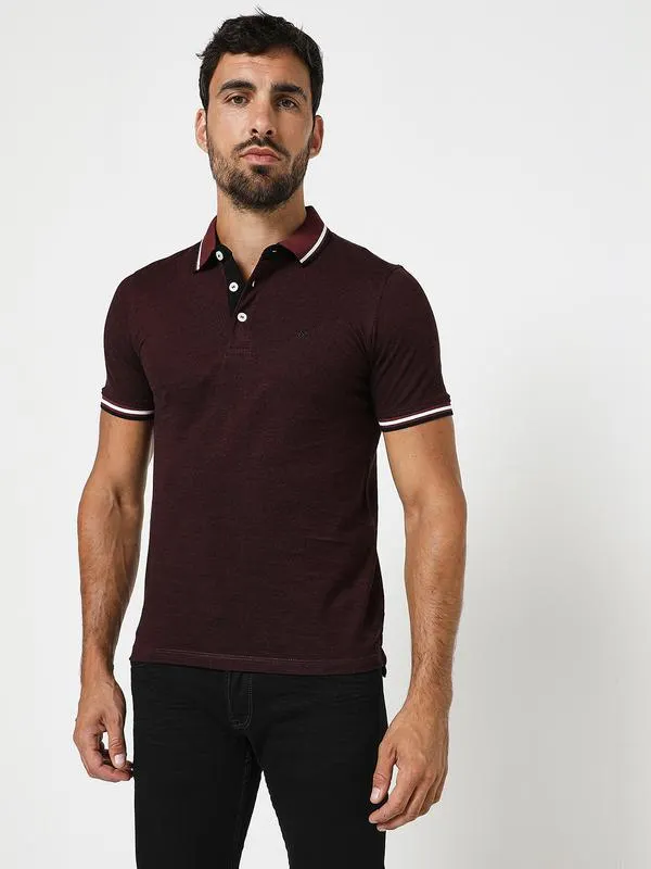 Polo En Piqué 100% Coton - Rouge bordeaux