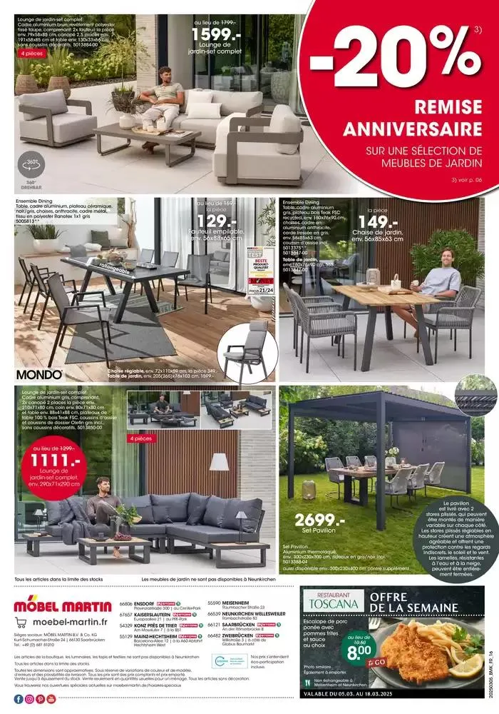 ACTION ANNIVERSAIRE MÖBEL MARTIN du 5 mars au 18 mars 2025 - Catalogue page 16