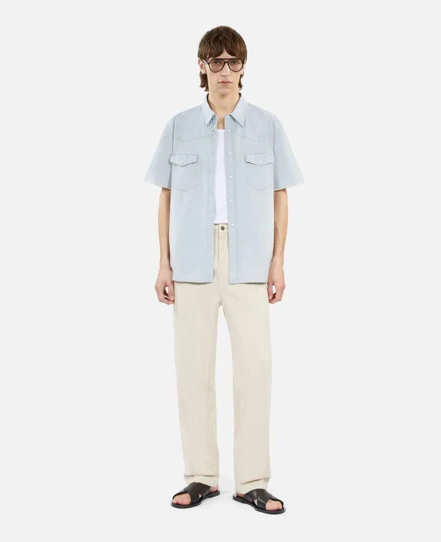 Chemise manches courtes en denim bleue