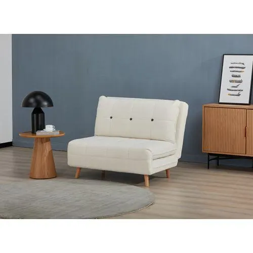 Fauteuil convertible CHOUPI tissu bouclette blanc