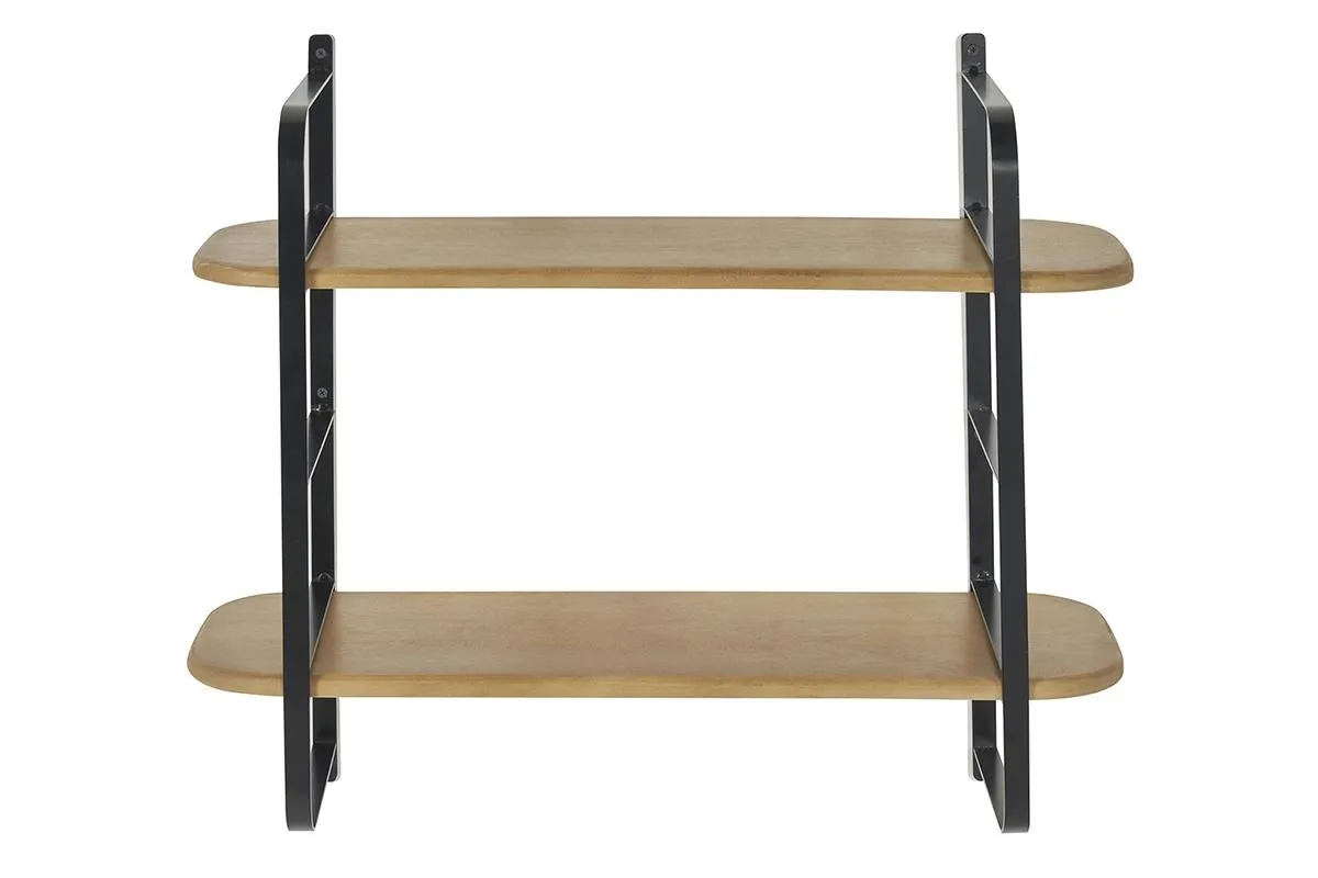 Étagère murale en bois manguier massif et métal noir L70 cm AKINA